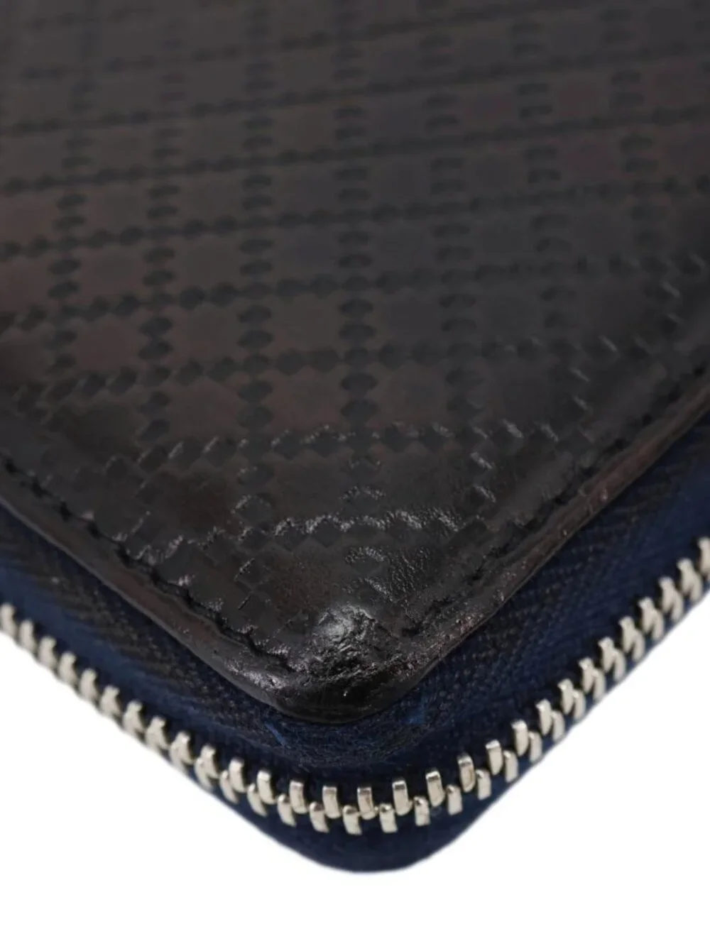 Gucci  Diamante Leather Long Wallet Navy Blue 307990
